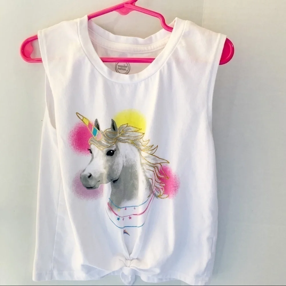 Wonder Nation Girls multi-color tank. Size 6-6x. Graphic tee Unicorn